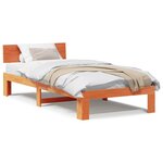 vidaXL Cadre de Lit avec Tête de Lit Marron Ciré 90x190 cm Bois de Pin Solide