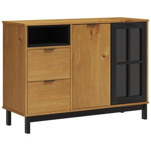 vidaXL Buffet avec porte vitrée FLAM 110x40x80 cm bois massif de pin
