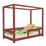 Lit cabane enfant BUNKY 80 x 180 rouge brique