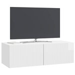 vidaXL Meuble TV mural Montage mural Blanc brillant 98 x 41 x 30 cm