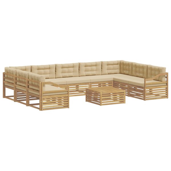 vidaXL Ensemble de canapés d'extérieur 10 pc Blanc et Beige Polyester