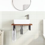 vidaXL Étagère de vasque murale acier et bois de chêne massif