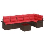 vidaXL Ensemble de canapé de jardin 7 Pièces Marron Poly rotin