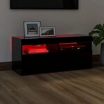vidaXL Meuble TV avec lumières LED noir 90x35x40 cm