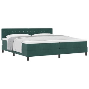 vidaXL Lit à ressorts avec matelas Vert foncé 200 x 200 cm Velours