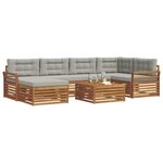 vidaXL Ensemble de canapés d'extérieur 7 Pièces Gris Naturel et Clair