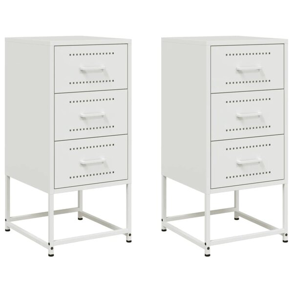 vidaXL Tables de chevet 2 Pièces blanc 36x39x78 cm acier
