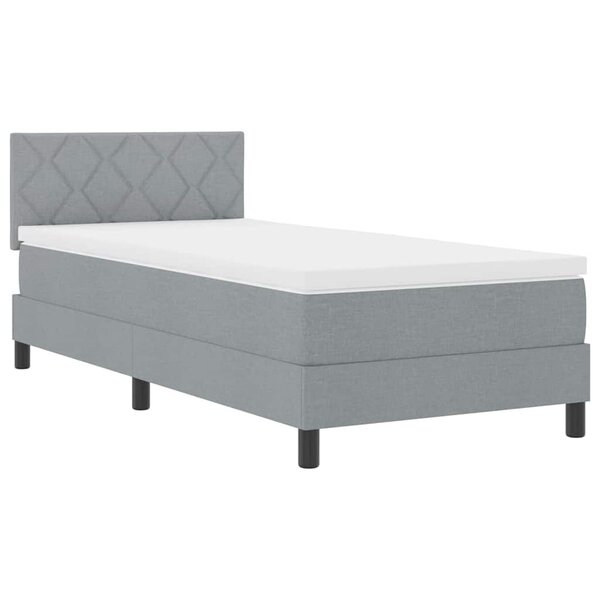 vidaXL Lit boxspring avec matelas Gris clair 90 x 190 cm tissu