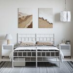 vidaXL Cadre de lit métal sans matelas et pied de lit blanc 150x200 cm