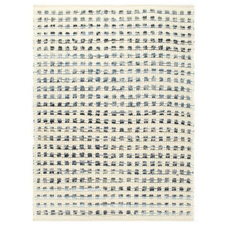 vidaXL Tapis en laine et denim 120 x 170 cm Bleu/Blanc