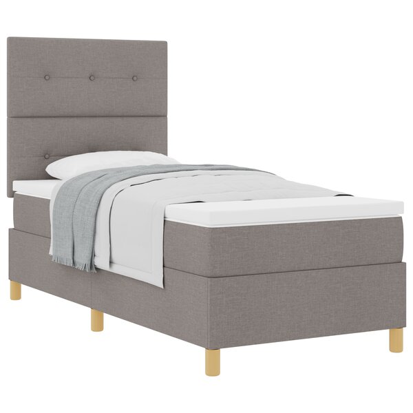 vidaXL Lit à sommier avec matelas taupe simple en tissu