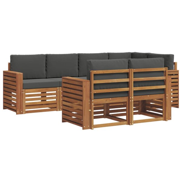 vidaXL Ensemble de canapé d'angle 7 Pièces Naturel et Anthracite