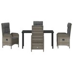 vidaXL Ensemble de salle à manger pour jardin 5 Pièces Gris Poly rotin