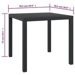 vidaXL Table de jardin Noir 80 x 80 x 74 cm Aluminium et WPC