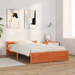 vidaXL Cadre de lit Marron cire 135 x 190 cm Bois massif en pin
