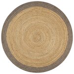 vidaXL Tapis fait à la main Jute avec bord gris 90 cm