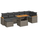 vidaXL Salon de jardin avec coussins 8 Pièces gris résine tressée acacia