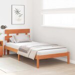 vidaXL Cadre de lit avec tête de lit marron ciré 90x190 cm en bois massif de pin