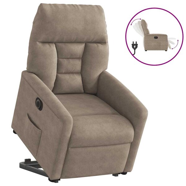 vidaXL Fauteuil inclinable électrique taupe tissu microfibre