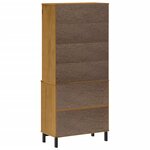 vidaXL Buffet haut et portes en verre FLAM 80x40x180cm bois massif pin