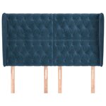 vidaXL Tête de lit avec oreilles Bleu foncé 147x23x118/128 cm Velours