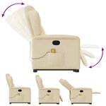 vidaXL Fauteuil inclinable de massage Crème Tissu