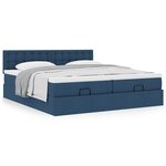 VidaXL Cadre de lit ottoman avec matelas bleu 200x200cm tissu