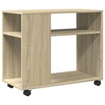 vidaXL Table d'appoint avec roues Chêne sonoma bois d'ingénierie