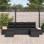 vidaXL Ensemble de canapé de jardin 6 Pièces Noir Poly Rattan