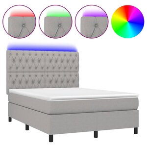vidaXL Sommier à lattes de lit et matelas et LED Gris clair 140x190 cm