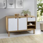 vidaXL Buffet OTTA Marron et blanc 114x43x73 5 cm Bois massif pin