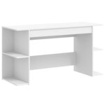 Bureau table poste de travail meuble d'ordinateur informatique étude 140 x 50 x 75 cm bois d'ingénierie blanc 02_0023520