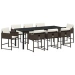 vidaXL Ensemble de salle à manger pour jardin 9 Pièces Marron polyrotin