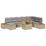Ensemble de Canapé de Jardin vidaXL 9 pièces avec Coussins Beige en Rattan Poly