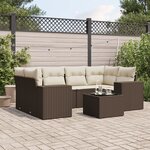 vidaXL Salon de jardin avec coussins 7 Pièces marron résine tressée