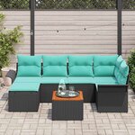 vidaXL Ensemble de canapé de jardin 7 Pièces Noir Poly rotin