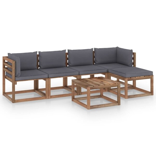 vidaXL Salon de jardin 6 Pièces avec coussins anthracite