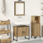 vidaXL Ensemble de mobilier de salle de bain avec porte 2 Pièces Marron
