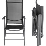 Tectake Lot de 4 chaises de jardin pliantes - noir/anthracite