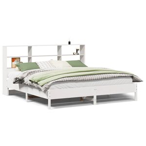 vidaXL Lit bibliothèque sans matelas blanc 180x200 cm bois pin massif