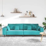 vidaXL Canapé avec coussin Turquoise 250 x 77 x 76 cm Velours