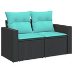 vidaXL Salon de jardin avec coussins 14 Pièces noir résine tressée