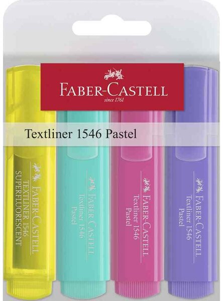 Surligneur TEXTLINER 1546 PASTEL  étui de 4 FABER-CASTELL