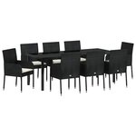 vidaXL Ensemble de salle à manger pour jardin 9 Pièces Noir polyrotin