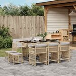 vidaXL Ensemble à manger de jardin et coussins 11 Pièces beige poly rotin