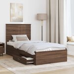 vidaXL Cadre de lit avec tiroir Chêne Marron et Argent 90 x 190 cm
