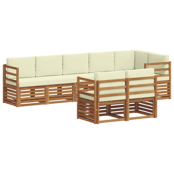 vidaXL Ensemble de canapés d'extérieur 8 pc Naturel et Crème Polyester