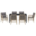 vidaXL Ensemble de salle à manger pour jardin 7 Pièces Beige polyrotin