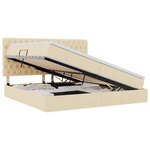 vidaXL Lit avec rangement et matelas Crème 200 x 200 cm Polyester