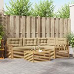 vidaXL Ensemble de canapés d'extérieur 6 Pièces Blanc et Beige Polyester